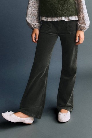 Pantalon flare effet velours - Kaki