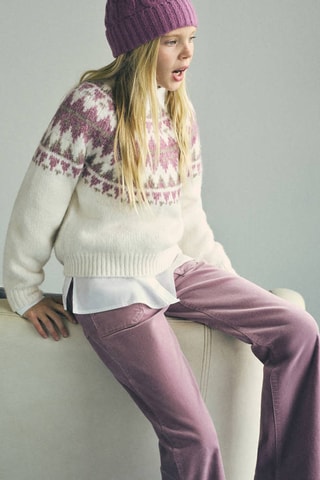 Pantalon flare effet velours - Rose