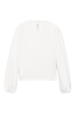 T-shirt froncé manches longues - Blanc