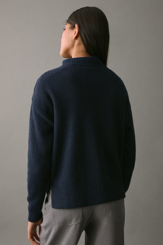 Pull-over maille détail boutons - Bleu marine