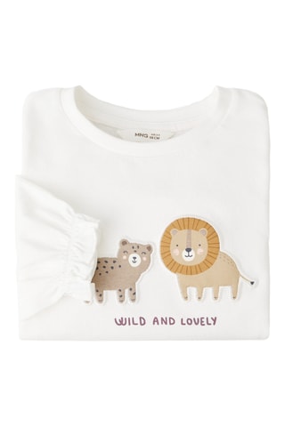 T-shirt coton lion brodé - Blanc