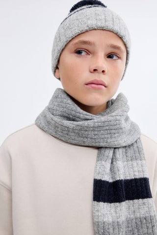 Écharpe maille rayée - Gris