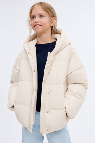Manteau capuche doublure matelassée - Beige