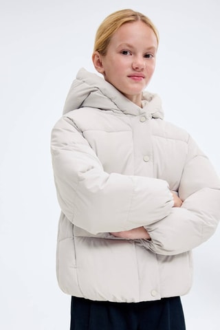 Manteau capuche doublure matelassée - Gris
