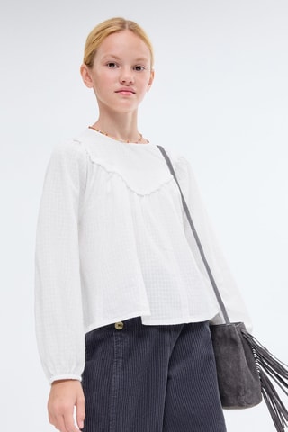 Blouse détails dentelle - Blanc