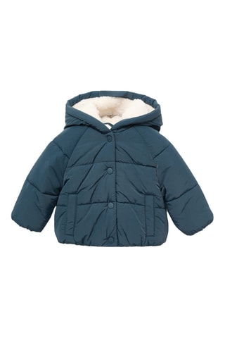 Anorak à capuche imitation fourrure - Bleu