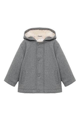 Manteau capuche doublé imitation mouton retourné - Gris