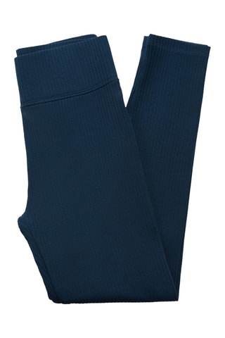 Legging maille côtelée coton - Bleu marine