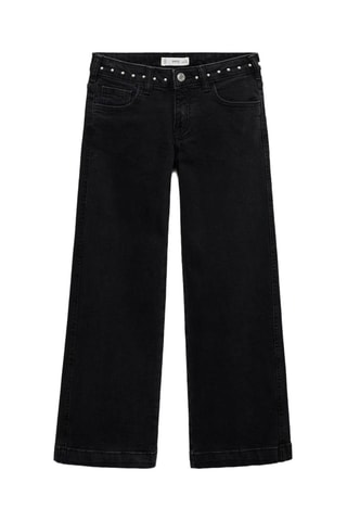 Jean taille basse à clous - Noir