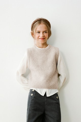 Gilet maille côtelée - Marron