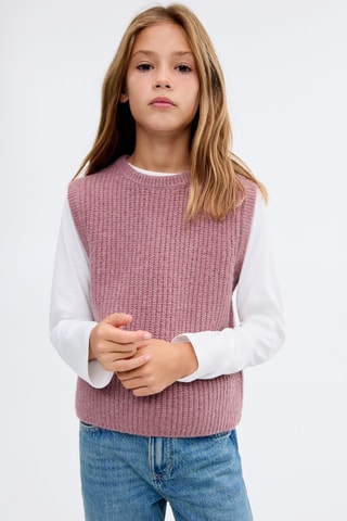 Gilet maille côtelée - Violet