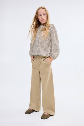 Pantalon style jupe-culotte velours milleraies - Marron