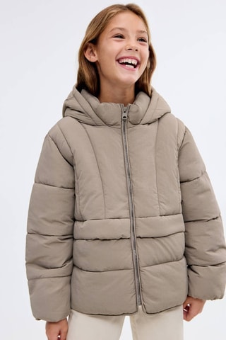 Anorak matelassé à capuche - Marron