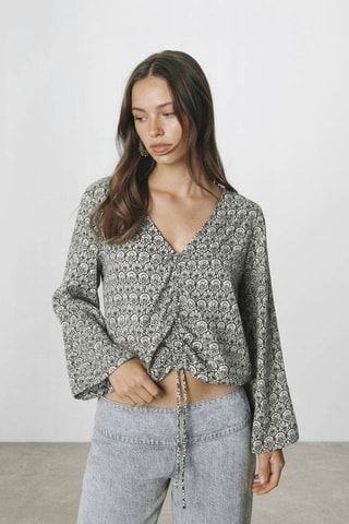 Blouse fluide imprimée - Gris
