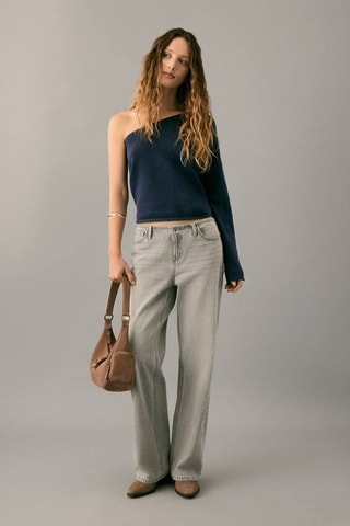 Pull-over maille asymétrique - Bleu marine