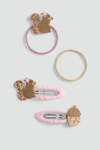 Lot barrettes et élastiques - Rose pâle