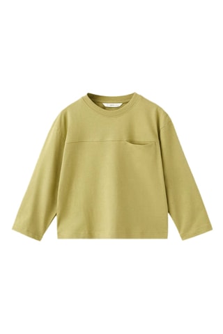 T-shirt coton détail poche - Vert