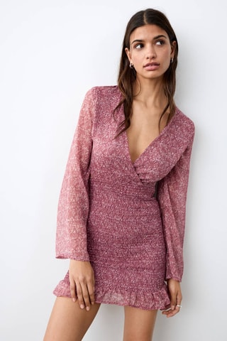 Robe imprimée à volants - Bleu