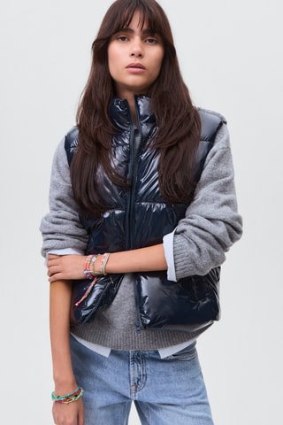 Gilet matelassé brillant - Bleu marine