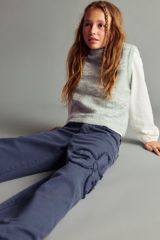 Gilet maille rayures - Bleu