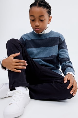 Pull-over en maille à rayures - Bleu