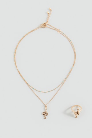 Lot collier et bague serpent