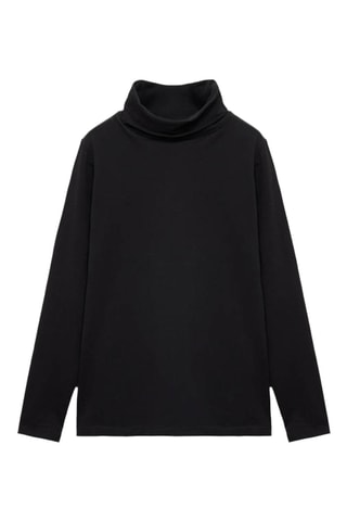 T-shirt manches longues col roulé - Noir