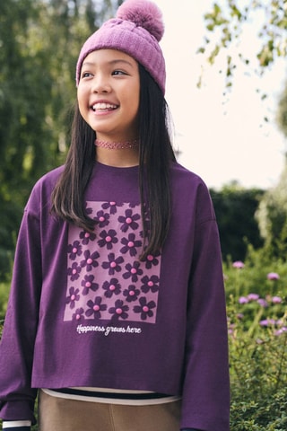 T-shirt imprimé fleuri - Violet
