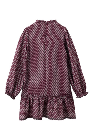 Robe imprimée volantée - Bordeaux