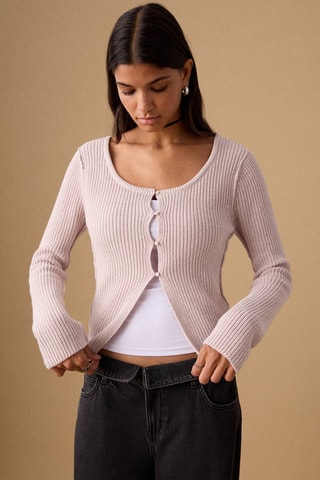 Cardigan maille boutons - Rose clair