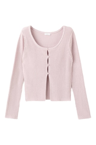 Cardigan maille boutons - Rose clair