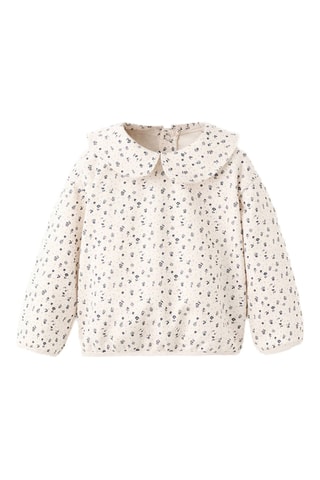Sweat à fleurs col Claudine - Beige
