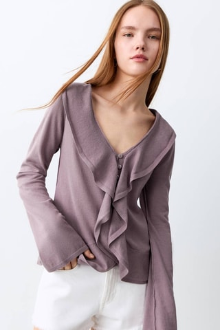 Cardigan à volants - Violet