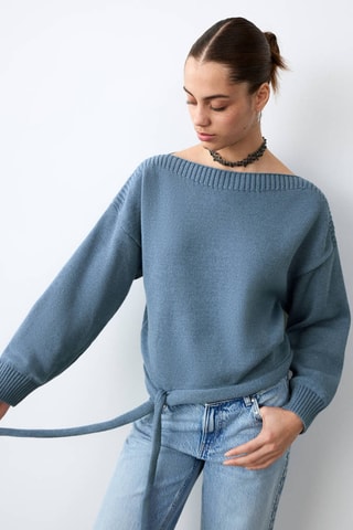 Pull-over en maille fine - Bleu