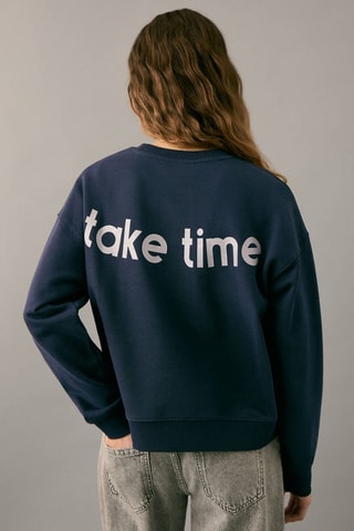 Sweat-shirt à message pailleté - Bleu marine