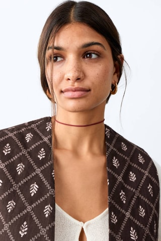 Gilet matelassé détail volant - Marron