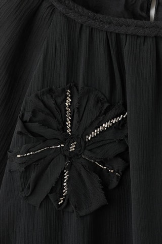Robe à broderie florale - Noir