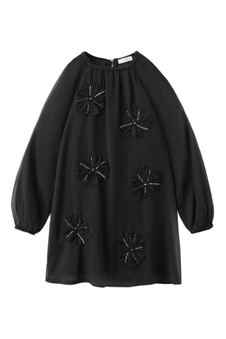 Robe à broderie florale - Noir