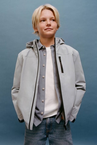 Anorak imperméable à capuche - Gris
