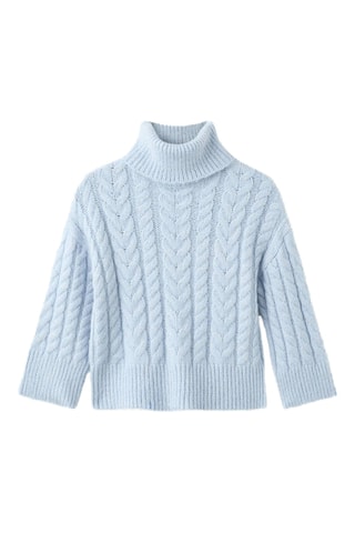 Pull-over maille col montant - Bleu
