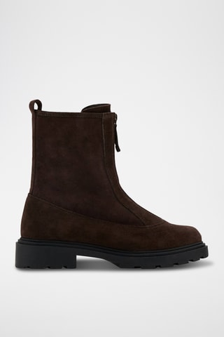 Bottines cuir zip - Marron