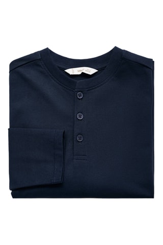 T-shirt coton boutons - Bleu marine