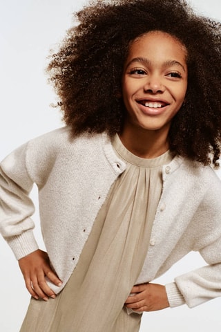 Cardigan maille détails brillants - Beige