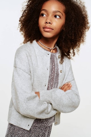 Cardigan maille détails brillants - Gris clair