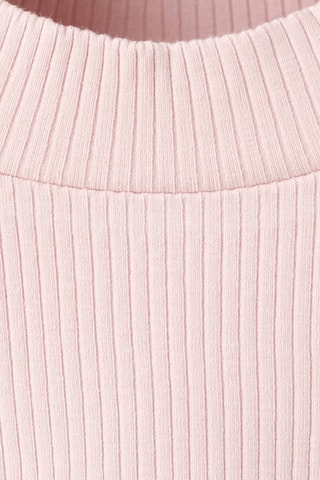 T-shirt côtelé manches longues - Rose