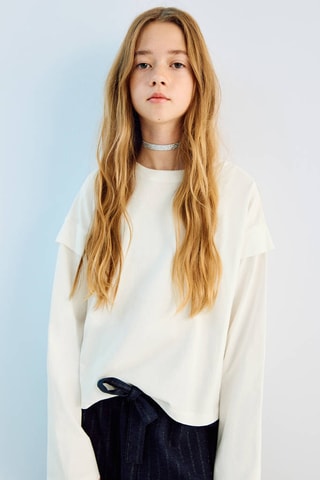 T-shirt détail manches - Blanc
