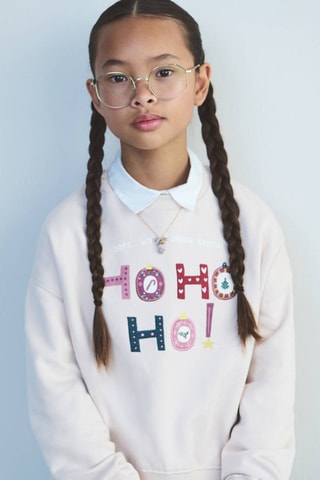 Sweater coton brodé - Rose