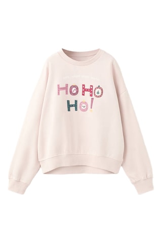 Sweater coton brodé - Rose