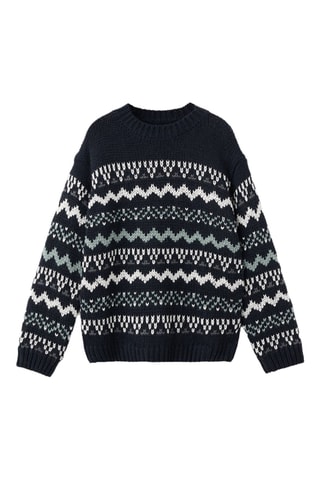 Pull en maille frise - Bleu marine