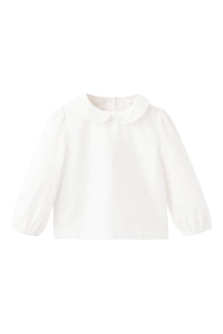Chemise coton col Claudine - Blanc